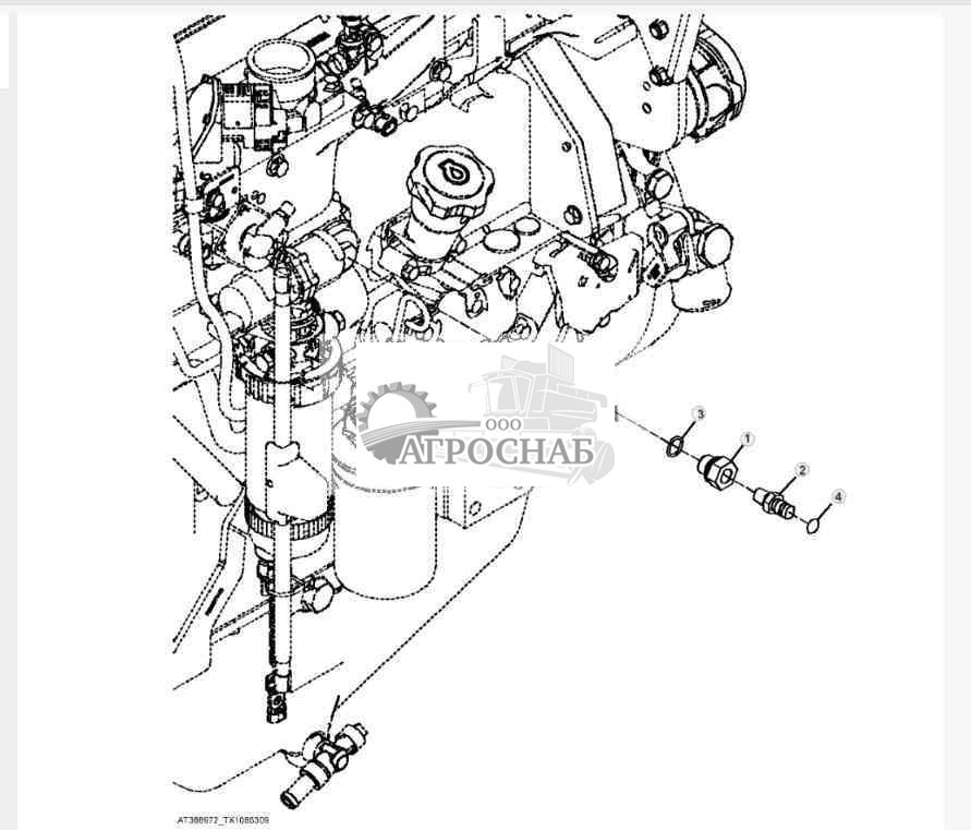 Пробоотборник охлаждающей жидкости 640H, 648H, 848H (гидротрансформатор), 748H (прямой привод) 